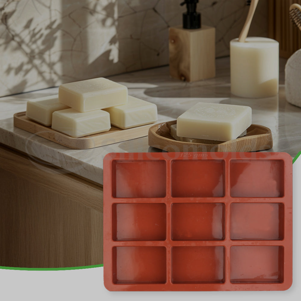 SILICOMOLDS - 125gms -Rectangle Shape - 9 Cavities Silicone Soap Mold-URP014SM